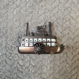 Vintage Mark Twain Riverboat Pencil Sharpener Metal Steamboat Desk Collectible